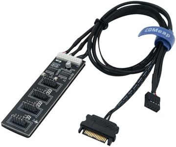 COMeap 9 Pin USB Header Splitter with SATA Power Cable, Motherboard 9Pin USB 2.0 Header 1 to 4 Ports Internal USB Hub Extension Adapter for CPU, WiFi Receiver, Cooling Fan, and RGB Light