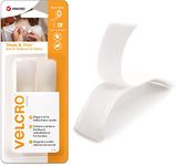 VELCRO Brand Sleek & Thin Sew on Fastener for Fabrics Strong Hook & Loop Self Adhesive Fastener Perfect for Crafting, Clothing Repairs & Hemming White, 19mm x 90cm