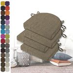 Kimgull U Shaped Chair Pads for Dining Chairs Set of 4, Non Slip Chair Cushions with Ties, Cover Removable Soft Foam Cushion for Kitchen Dining Living Room Cafe (Hemp Brown 16x15x15x2in)