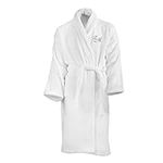 Hotel and SPA Edition Personalized Monogram + Name (at Front) Shawl Collar Cotton Terry White Bathrobe (M)