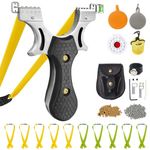 RCZZSUWE Slingshot, Hunting Sling Shot Set for Adults, Professional Stainless Steel Tactical Slingshots, High Velocity Catapult with Ammo Balls, Rubber Bands, Ammo Pouch, Target
