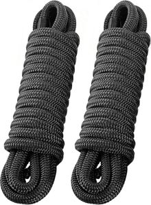 PACTHSD 2 Pack 3/4" x 35' Dock Lines - Marine Grade Nylon Boat Rope with 18" Loop for Docking and Mooring - Double Braided Boat Lines, High Strength, Easy Handling, Heavy Duty, Fray Resistant - Black