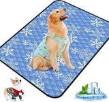Dog Cooling Mat, Pet Self-Cooling Washable Pee Pad for Summer Cool Sleeping Cold Ice Mat Silk Non-Toxic Large Activated (92 * 55cm)