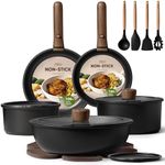 CAROTE 19pcs Pots and Pans Non Stick, Cookware Sets Detachable Handle, Induction Kitchen Pots and Pans,NonStick Cooking Set, Oven/Dishwasher/Fridge Safe, Space Saving