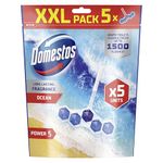 Domestos Power 5 Ocean Toilet Rim Blocks toilet freshener with a long-lasting fragrance clean and freshen for up to 300 flushes 5x 50 g