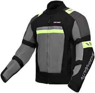 AllExtreme BAZOOKA Unisex All weather Adult Motorcycle Riding Jacket with Impact Protection Back & Elbow Guard Reflective Stickers and Abrasion Resistance (Medium, Black & Neon Green)