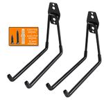 Heavy Duty Garage Storage Utility Hooks for Ladders & Tools, Wall Mount Garage Hanger & Organizer - Tool Holder U Hook with Anti-Slip Coating (Black, 2 Pack)