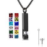 Birthstone Cuboid Locket Urn Necklaces for Ashes Cremation Jewellery Urns for Human Ashes Memorial Urn Keepsake Pendant