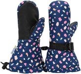 JAN & JUL Toddler Ski Mittens for Girls, Insulated and Waterproof (Terrazzo, M: 4-6Y)