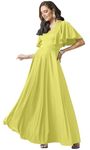 KOH KOH Womens Long Elegant Bridesmaid Evening Cocktail Modest Maxi Dress, Daffodil Yellow, X-Small