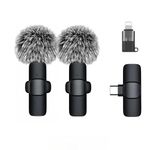 K9 Dual Wireless Lavalier Microphone for Android/iPhone – 3-in-1 Collar Mic with USB-C & Lightning Plug | Furry Windscreens | Noise Cancellation | Vlogging, YouTube, Interviews, Reels,Microphones