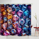 WODEJIA Diamond Colorful 3D Printed Beautiful Wide Fabric Toilet Curtain for Bathtub, Polyester Bath Blind Set Hooks & Liners in Bath Room Shower Curtains Sets for Bathroom Accessories