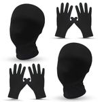 Black Full Face Mask Set, 2pcs Morph Face Cover with 2pcs Gloves, Faceless Skin Masks Halloween Dress Up for Cosplay Halloween Party Costume Unisex Men Women