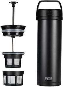 ESPRO P0 Ultralight French Press - Double Walled Stainless Steel Vacuum Insulated Coffee and Tea Maker, 16 Ounce, Matte Meteorite Black