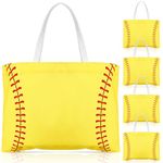 Shinylin 6 Pcs Large Softball Tote Bag Shoulder Softball Handbag Casual Sports Mom Gifts Beach Travel Team Purses for Women Men Player Coach Lover Snack