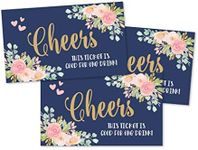 50 Navy Pink Floral Drink Ticket Coupons for a Free Drink at Weddings, Work Events or Party Bar, One Free Beer Wine Alcohol Soft Drink or Food Voucher, Flower Cheers Large Drinking Paper Raffle Cards