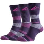 Effeet Hiking Socks Women, Anti Blister Ladies Walking Socks, Crew Light Outdoor Sports Socks, Multi Performance Womens Boot Socks, Breathable Cotton Trekking Running Socks 3 Pairs, Charcoal Pink 3-5