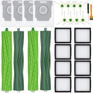 SpeHiate Kit de Accesorios para iRobot Roomba i7+ i3+ i4+ i6+ i8+ Robot Aspirador, Kit de Repuesto 4 Cepillos de Goma, 4 Bolsas de Polvo, 8 Filtros HEPA, 8 Cepillos Laterales