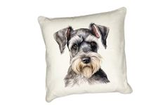 Anonymous Gifting Miniature Schnauzer - Watercolour dog printed cushion cover - perfect for dog lovers