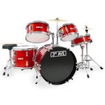 3rd Avenue Junior Kids Beginner Drum Kit, 5-Piece Drum Set with Cymbal, Stool & Sticks in Red - FREE 6 Month Lessons