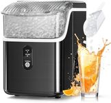 Nugget Ice Makers Countertop, Pebble Ice Machine with Chewable Pellet Ice, 34Lbs/24H, Self-Cleaning, Sonic Ice, One-Click Operation, for Kitchen,Office Stainless Steel Black