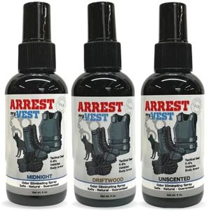 Arrest My Vest Military and Police Grade Odor Eliminating Spray for Body Armor Odor, Tactical Gear. Safe on K9's. Triple Pack of Assorted Fragrances 1 Unscented, 1 Midnight and 1 Driftwood Bottles