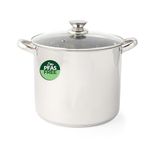 Russell Hobbs Classic Collection 26 cm Stockpot – Stainless Steel Cooking Pot, Tempered Glass Lid with Steam Vent, 11.5 Litre Capacity, Mirror Finish, Easy to Clean, for Soups, Casseroles, Curry