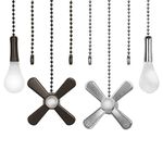 4PCS Ceiling Fan Pull Chain Set, findTop Ceiling Fan Pull Chain with Decorative Light Bulb and Fan Pulls Cord Pendant (ORB + Silver)