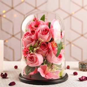 BELLE VOUS Glass Dome Cloche with Black Wooden Base, 30cm – Display Case for Fairy Lights, Centerpieces, Antiques
