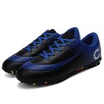 YHLLZY Boys Football Boots Kids Football Shoes Astro Turf Trainers Girls Soccer Athletics Training Shoes Teenager Outdoor Sport Shoes Sneakers Black Blue 13UK Child