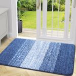 Grandaily Indoor Doormat, 20" x 32" Non-Slip Mud Trapper Absorbent Front Door Mats, Washable Striped Inside Entryway Mat, Low-Profile Welcome Mat Entrance Mat, Navy