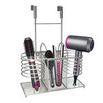 Sunlit 3 in 1 Wall Mount/Countertop/Over Cabinet Door Metal Wire Hair Product & Styling Tool Organizer Storage Basket Holder for Hair Dryer, Brushes, Flat Iron, Curling Wand, Hair Straightener