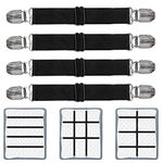 Adjustable Bed Sheet Clips, Sheet Fasteners Holder Straps and Suspender, Gripper, Extend From 21" to 80" Long Style Elastic Fasteners Bands Heavy Duty Suit for Mattress, Sofa, Couch, Recliner and More