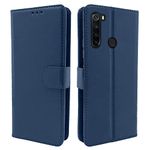 Pikkme Redmi Note 8 Flip Cover Case | Leather Finish | Wallet Stand | Shock Proof | 360 Degree Complete Protection Flip Cover for Xiaomi Redmi Note 8 (Blue)