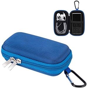 AGPTEK A02 MP3 Player Case,Portable Clamshell Headphones Cover,Holder with Metal Carabiner Clip,for MP3 Players, iPod Nano,iPod Shuffle,USB Cable,Earphones,Memory Cards,U Disk,Lens Filter,Keys,Blue