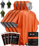 Emergency Blanket Poncho - Keeps You and Your Gear Dry and Warm - Survival Gear and Equipment for Outdoor Activity - Camping and Hiking Gear (Orange 4-Pack)