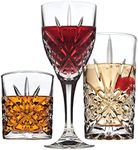 Godinger Mixed Drinkware Set, 4 Wine Glasses 4 Highball Glasses 4 Whiskey Glasses, Drinking Glasses Set, Glass Cups Glasses - Dublin Crystal Collection, Set of 12