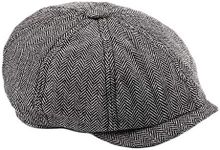 Ukerdo Men Newsboy Hat Flat Beret Cabbie Ivy Cap 8 Panel Plaid Gatsby Hats for Driving - Grey