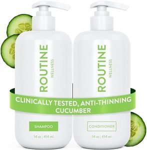 Routine Wellness Anti-Thinning Shampoo and Conditioner Set for Thinning Hair - Biotin DHT Blocker Women & Men - Color Safe Shampoo for Hair Loss & Healthier Growth - Cucumber (Pack of 2)