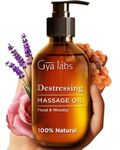 Gya Labs Destressing Massage Oil for Sore Muscles - Spa Quality Sore Muscle Massage Oil - Warming Massage Oil for Sore Muscles - Body Massage Oil for Men & Women - 100% Natural (200 ml)