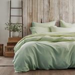 Tache 3 Piece Solid Light Pea Sage Green Duvet Cover Set, Queen