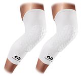 McDavid 6446 Extended Compression Leg Sleeve with HexPad Protective Pad, White, Medium-One Pair