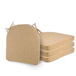 ELFJOY Set of 4 Chair Cushions for Dining Chairs with Ties 17x17x2 inches Non Slip Office Chair Cushion and Seat Cushion with Removable Cover,Khaki