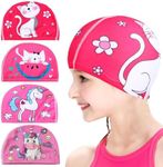 4PCS Swimming Cap Kids, Waterproof 