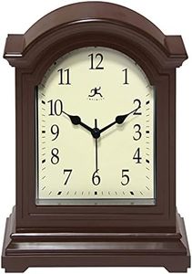 Infinity Instruments Brown Antique Grandfather Tabletop Clock 9 x 6 Mantle Tabletop Clock Mini Desktop Table Mantel Decor Vintage Living Room Decor