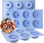 BAKEFY-Mini Bundt Cake Pan Silicone Fluted Tube Cake Pans, 6Cavity Heritage Bundtlette Cake Silicone Mold for Baking Non Stick Fancy Molds for Jello, Cupcake, Doughnut Donut, Cornbread, Brownie