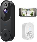 SHARKPOP 1080p Video Doorbell Camera Wireless with 2-Way Audio, Ring Chime Included, Smart Human Motion Detection, HD Night Vision, Cloud Storage, Easy Installation, Real-Time Alerts for Home Security