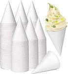 LARERN 200Pcs Paper Cone Cups, 130ml Snow Cone Cup Leakproof Paper Cups for Slush Shaved Ice Cream Sorbet Water - for Dispenser Office Home Wedding Kids Birthday Party (White)