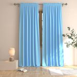 Sky Blue Curtains 92 inches Nurdery Kids Boys Room Darkening Window Curtain Panels Bedroom Living Room Divider Patio Doorway Sliding Glass Door Rod Pocket Thermal Insulated Drapes 2 Pieces 52"x92"