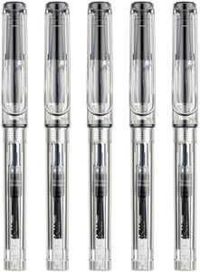 5PCS Jinhao 619 Resin Fountain Pen Set, Iridium Fine Nib Smooth Writing Pen with Ink Converter (Transparent)